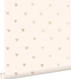ESTAhome papier peint coeurs or brillant et beige - 53 cm x 10.05 m - 138865