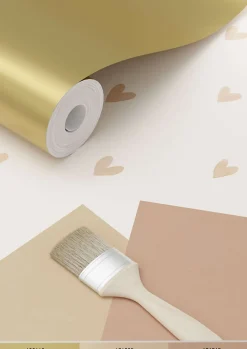 ESTAhome papier peint coeurs or brillant et beige - 53 cm x 10.05 m - 138865