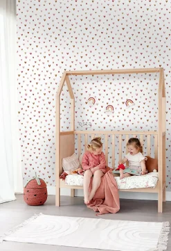 ESTAhome papier peint coeurs terracotta et rose - 53 cm x 10.05 m - 139360