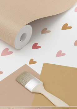 ESTAhome papier peint coeurs terracotta et rose - 53 cm x 10.05 m - 139360