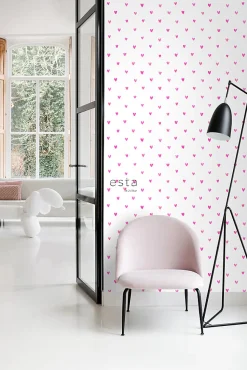 ESTAhome papier peint coeurs rose bonbon - 53 cm x 10.05 m - 138866