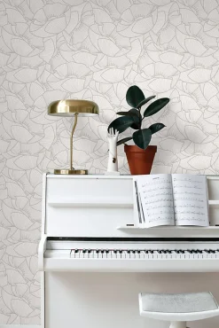 ESTAhome papier peint coquelicots gris et blanc - 53 cm x 10.05 m - 139704