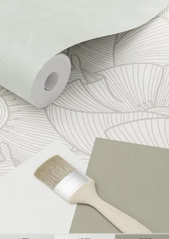 ESTAhome papier peint coquelicots gris et blanc - 53 cm x 10.05 m - 139704