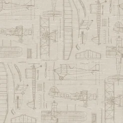 ESTAhome papier peint dessins de construction d'avions beige et couleur sable - 50 x 900 cm - 139959