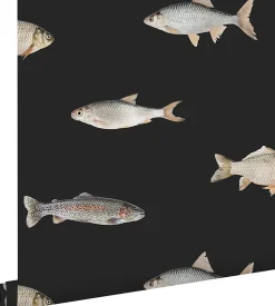 ESTAhome papier peint des poissons noir et gris - 50 x 900 cm - 139363