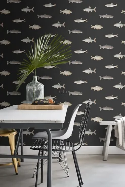 ESTAhome papier peint des poissons noir et gris - 50 x 900 cm - 139363