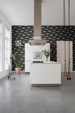 ESTAhome papier peint des poissons noir et gris - 50 x 900 cm - 139363