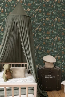 ESTAhome papier peint dinosaures vert foncé et marron - 50 x 900 cm - 139802