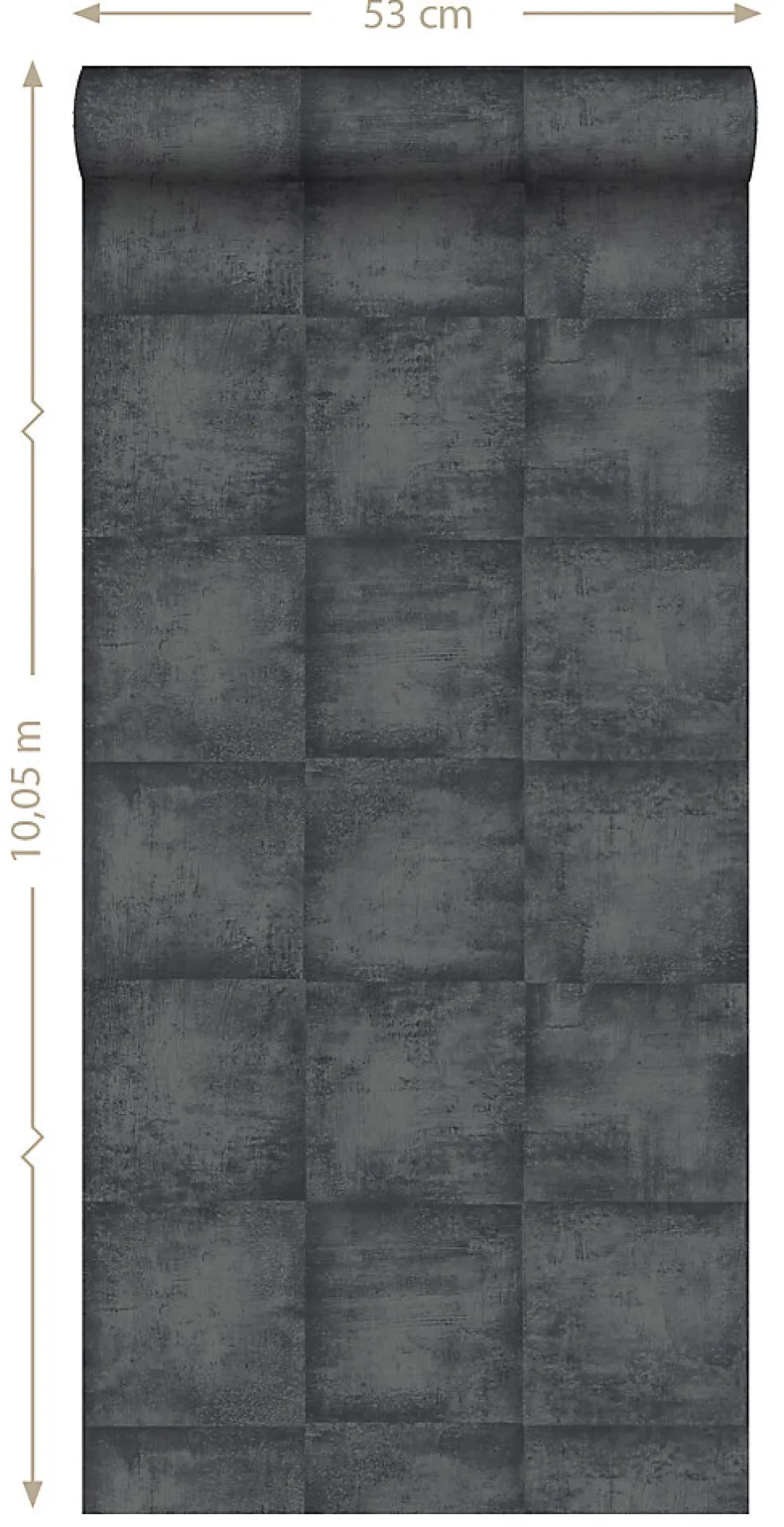 ESTAhome papier peint effet béton noir - 53 cm x 10.05 m - 138204
