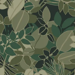 ESTAhome papier peint feuilles vert foncé - 50 x 900 cm - 139851