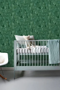 ESTAhome papier peint feuilles de bananier vert émeraude - 53 cm x 10.05 m - 139016