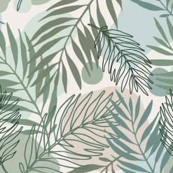 ESTAhome papier peint feuilles vert et bleu - 50 x 900 cm - 139820