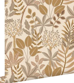 ESTAhome papier peint feuilles beige et couleur sable - 50 x 900 cm - 139678