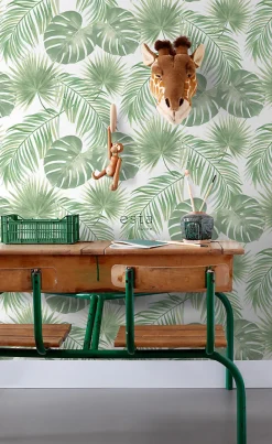 ESTAhome papier peint feuilles tropicales vert menthe - 53 cm x 10.05 m - 139012