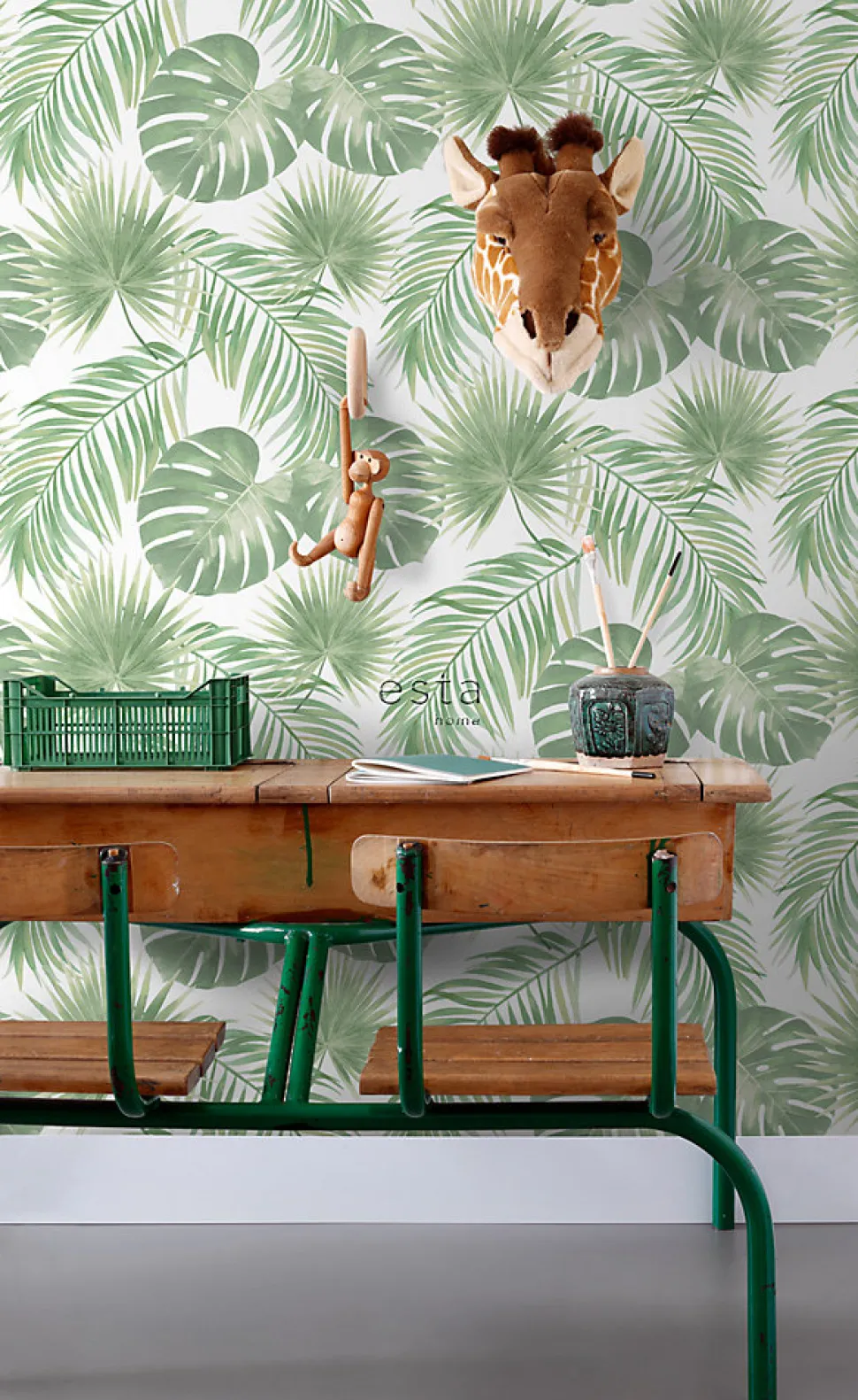 ESTAhome papier peint feuilles tropicales vert menthe - 53 cm x 10.05 m - 139012