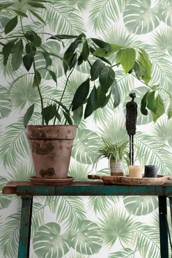ESTAhome papier peint feuilles tropicales vert menthe - 53 cm x 10.05 m - 139012