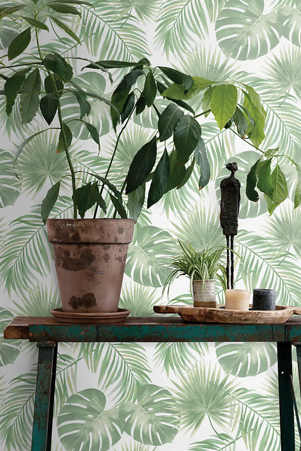 ESTAhome papier peint feuilles tropicales vert menthe - 53 cm x 10.05 m - 139012