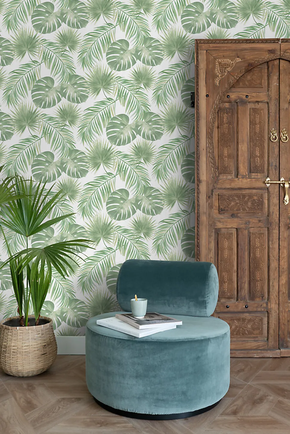 ESTAhome papier peint feuilles tropicales vert menthe - 53 cm x 10.05 m - 139012