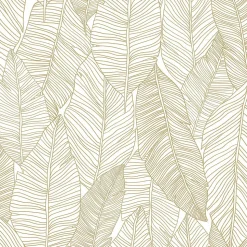 ESTAhome papier peint feuilles dessinées blanc et or - 53 cm x 10.05 m - 139125