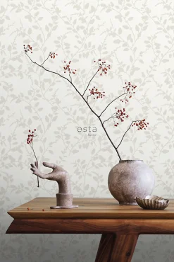ESTAhome papier peint feuilles blanc - 53 cm x 10.05 m - 148728