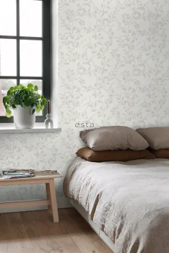 ESTAhome papier peint feuilles blanc - 53 cm x 10.05 m - 148728