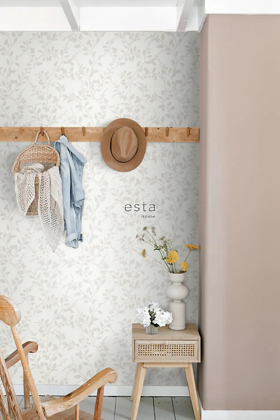 ESTAhome papier peint feuilles blanc - 53 cm x 10.05 m - 148728