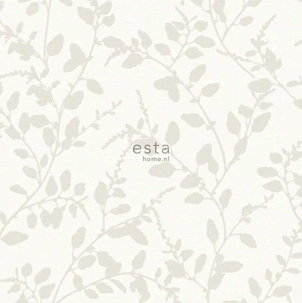 ESTAhome papier peint feuilles blanc - 53 cm x 10.05 m - 148728