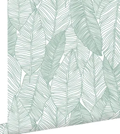 ESTAhome papier peint feuilles dessinées vert - 53 cm x 10.05 m - 139010