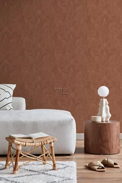 ESTAhome papier peint feuilles de palmier terracotta - 53 cm x 10.05 m - 139370