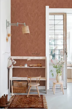 ESTAhome papier peint feuilles de palmier terracotta - 53 cm x 10.05 m - 139370