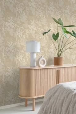 ESTAhome papier peint feuilles tropicales beige clair - 50 x 900 cm - 139888