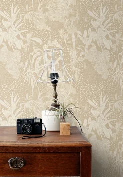 ESTAhome papier peint feuilles tropicales beige clair - 50 x 900 cm - 139888