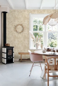 ESTAhome papier peint feuilles tropicales beige clair - 50 x 900 cm - 139888