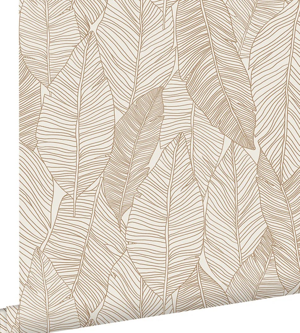 ESTAhome papier peint feuilles dessinées beige - 53 cm x 10.05 m - 139352