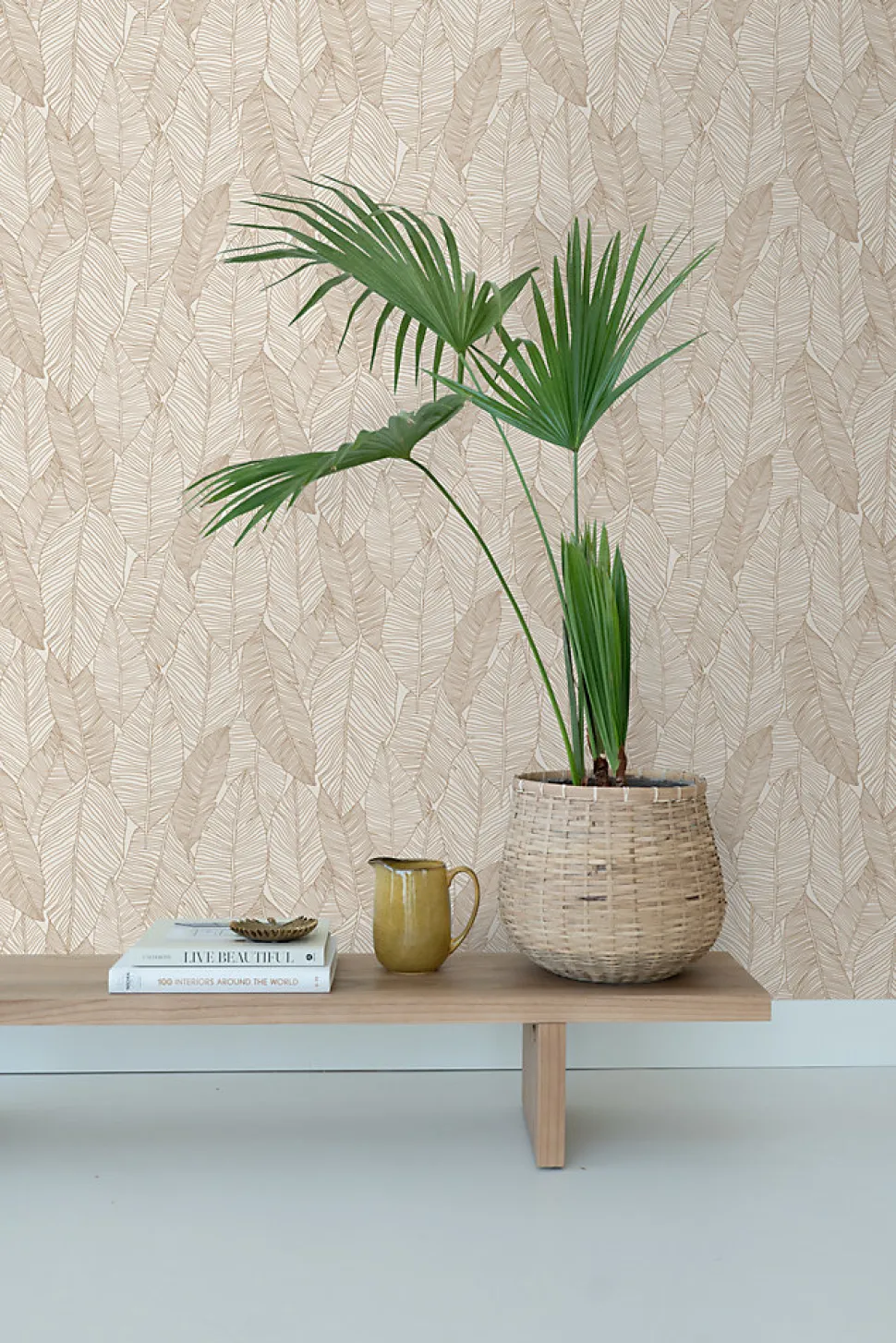 ESTAhome papier peint feuilles dessinées beige - 53 cm x 10.05 m - 139352