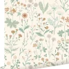 ESTAhome papier peint fleurs des champs vert, terracotta et violet - 53 cm x 10.05 m - 139481