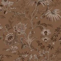 ESTAhome papier peint fleurs vintage marron terracotta - 50 x 900 cm - 139403