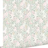 ESTAhome papier peint fleurs rose clair et vert - 53 cm x 10.05 m - 139532