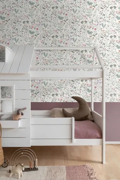 ESTAhome papier peint fleurs des champs violet, rose et vert - 53 cm x 10.05 m - 139482