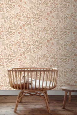 ESTAhome papier peint fleurs et oiseaux beige et rose clair - 53 cm x 10.05 m - 139868