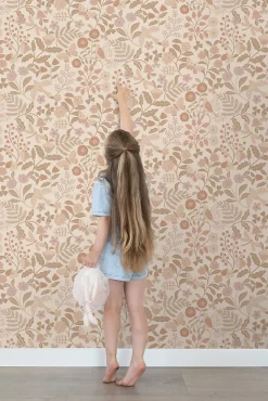 ESTAhome papier peint fleurs et oiseaux beige et rose clair - 53 cm x 10.05 m - 139868