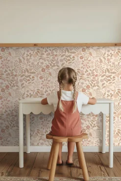 ESTAhome papier peint fleurs et oiseaux beige et rose clair - 53 cm x 10.05 m - 139868