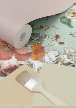 ESTAhome papier peint fleurs vintage vert grisé - 53 cm x 10.05 m - 139366