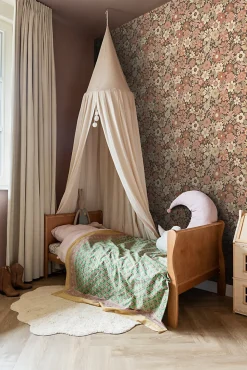 ESTAhome papier peint fleurs rétro vieux rose et beige - 53 cm x 10.05 m - 130966
