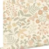 ESTAhome papier peint fleurs et oiseaux beige, vert et rose clair - 53 cm x 10.05 m - 139867