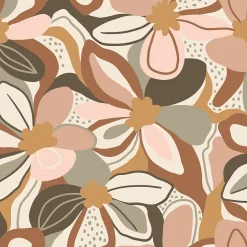 ESTAhome papier peint fleurs terracotta et rose clair - 50 x 900 cm - 139629