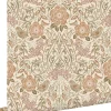 ESTAhome papier peint fleurs et oiseaux de style art nouveau couleur sable, beige et vieux rose - 53 cm x 10.05 m - 139566