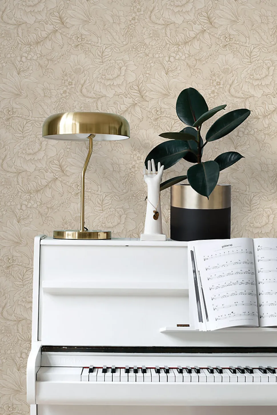 ESTAhome papier peint fleurs beige - 53 cm x 10.05 m - 139795