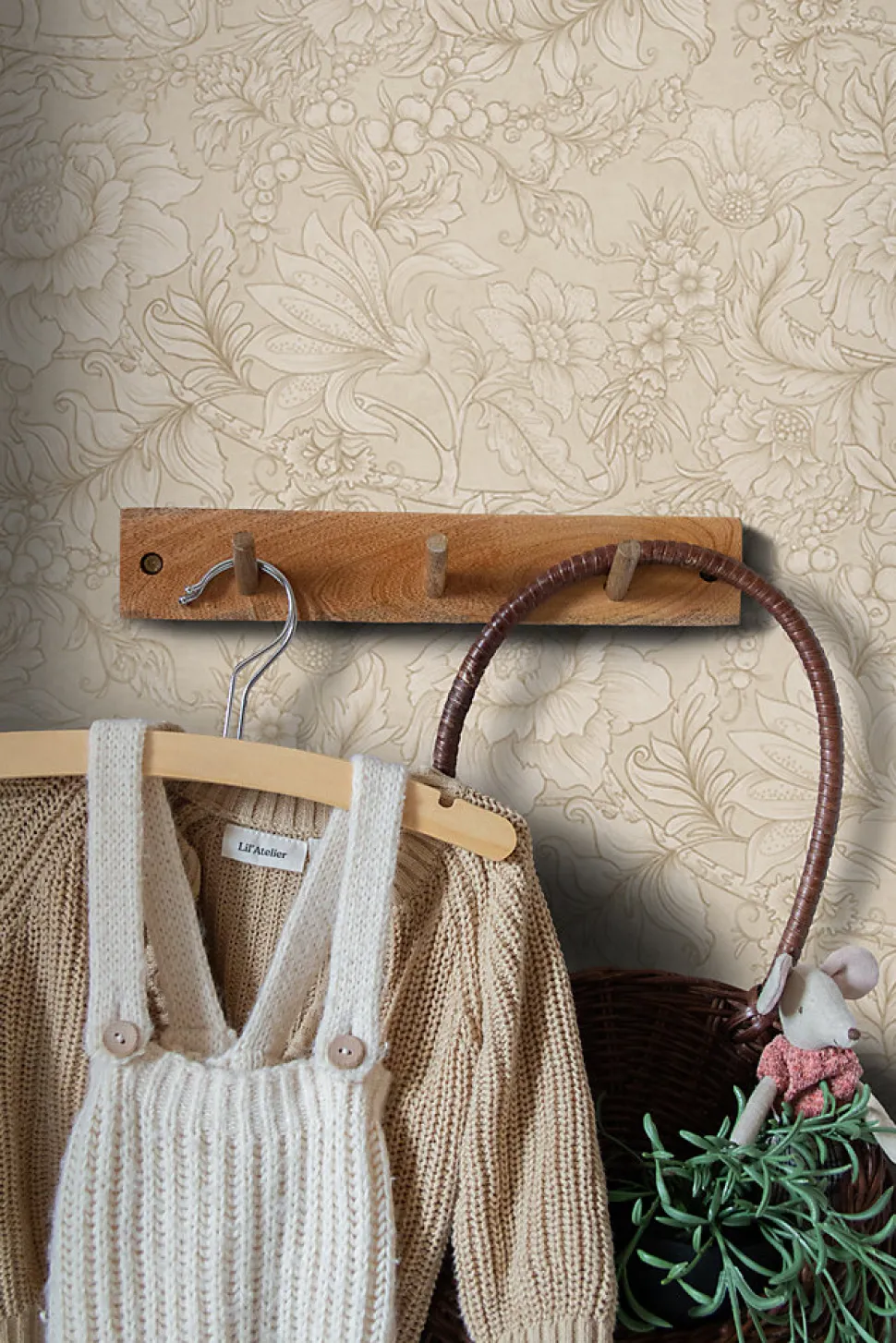 ESTAhome papier peint fleurs beige - 53 cm x 10.05 m - 139795