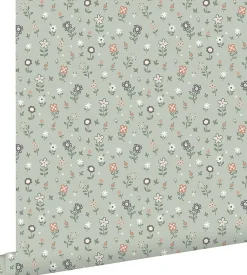 ESTAhome papier peint fleurs vert grisé - 53 cm x 10.05 m - 139287